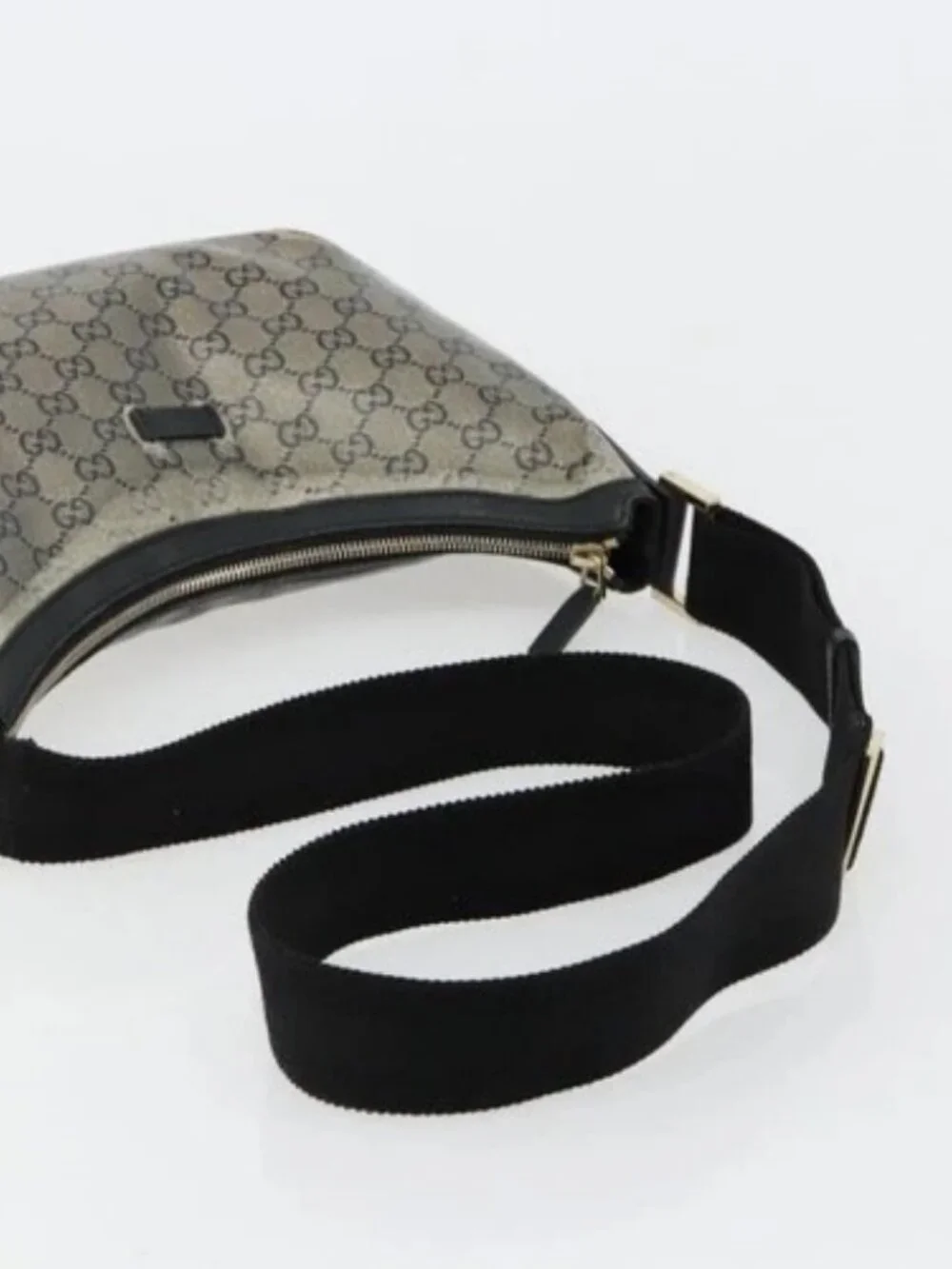 GUCCI GG Crystal Shoulder Bag Coated Canvas Black Gold 181092 Auth 182213 - Picture 5 of 16